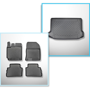 Kit tapis de coffre et tapis de voiture TPE pour: Hyundai Kona SUV (11.2017-03.2