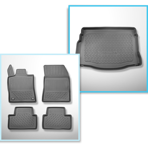 Kit tapis de coffre et tapis de voiture TPE pour: DS 4 E-Tense Plug-in Hybrid Hayon (11.2021-....) - aussi pour E-Tense Plug-in Hybrid;pas pour la version électrique