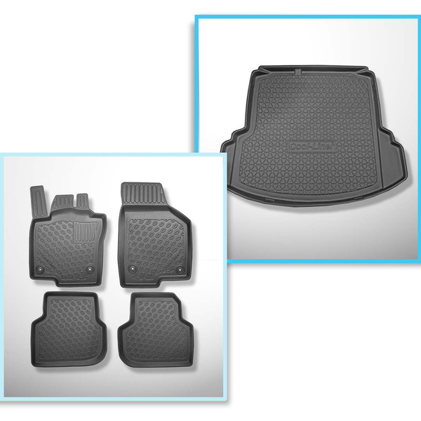 Kit tapis de coffre et tapis de voiture TPE PREMIUM pour: Volkswagen Jetta NCS Berline (01.2011-2018) - avec cavité gauche et droite