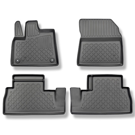 Tapis de sol en TPE adapté pour Peugeot Rifter Van (06.2018-....) - 5 sièges; version courte et longue; avec sièges réglables et non réglables dans la première rangée - tapis de voiture - noir