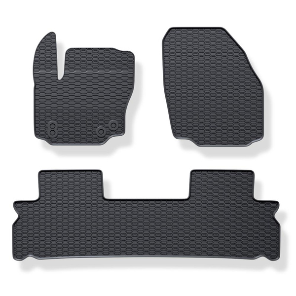 Tapis de sol en caoutchouc adapté pour Ford S-Max I Monospace (2006-2015) - tapis de voiture - noir - 3 pcs.