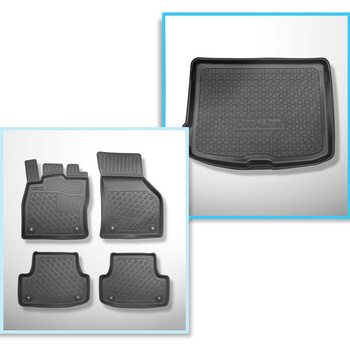 Kit tapis de coffre et tapis de voiture TPE PREMIUM pour: Audi A3 8V Hayon, Sportback (08.2012-03.2020) - coffre supérieur; aussi pour la version Quattro; non pour e-tron