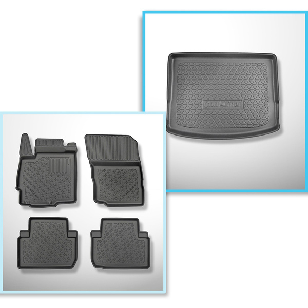 Kit tapis de coffre et tapis de voiture TPE pour: Mitsubishi Eclipse Cross SUV (01.2018-....) - non pour version Plug-in hybride