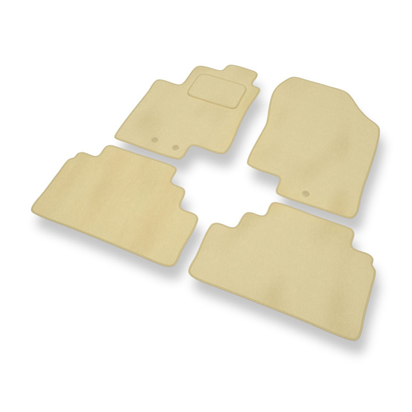 Tapis de Sol Velours adapté pour Kia Venga Monospace (2009-2015) - Premium tapis de voiture - beige