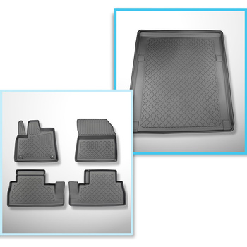 Kit tapis de coffre et tapis de voiture TPE pour: Peugeot Rifter Van (06.2018-..