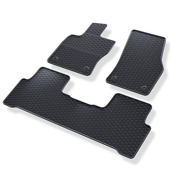 Tapis de sol en caoutchouc adapté pour Volkswagen Touran III Monospace (2015-....) - tapis de voiture - noir - 3 pcs.