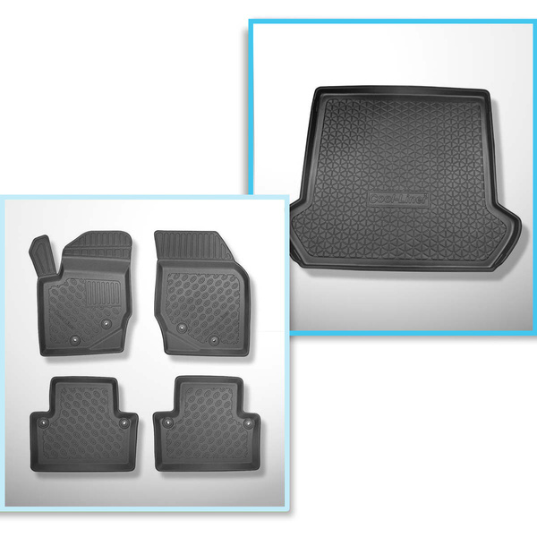 Kit tapis de coffre et tapis de voiture TPE PREMIUM pour: Volvo XC90 I SUV (2002-04.2015) - 5/7 places (3e rangée abaissée)