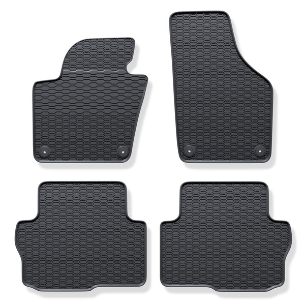 Tapis de sol en caoutchouc adapté pour Volkswagen Sharan II Van (2010-2022) - tapis de voiture - noir - 4 pcs.