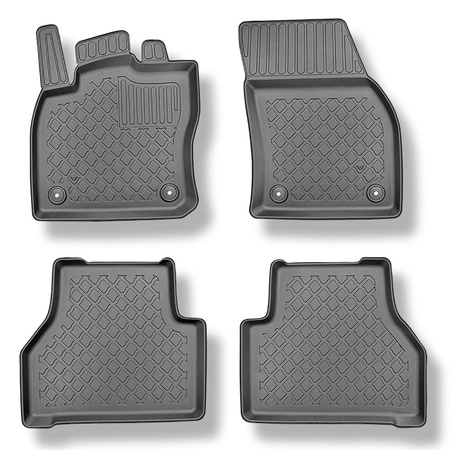 Tapis de sol en TPE adapté pour Volkswagen Caddy V Maxi Van (11.2020-....) - 5 ou 7 sièges; sans la troisième rangée de sièges - tapis de voiture - noir