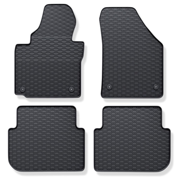 Tapis de sol en caoutchouc adapté pour Volkswagen Touran I Monospace (2003-2010) - tapis de voiture - noir - 4 pcs.
