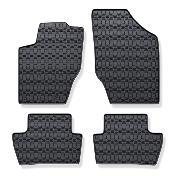 Tapis de sol en caoutchouc adapté pour Peugeot 307 I Break, Hayon, Cabriolet, Berline, SW (2001-2007) - tapis de voiture - noir - 4 pcs.