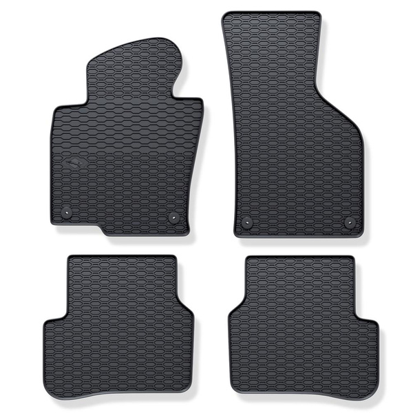 Tapis de sol en caoutchouc adapté pour Volkswagen Passat B6 Berline, SW (2005-2010) - tapis de voiture - noir - 4 pcs.