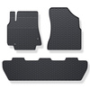 Tapis de sol en caoutchouc adapté pour Peugeot Partner II Van (2008-2018) - tapis de voiture - noir - 3 pcs.