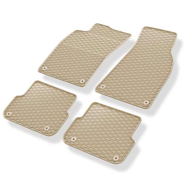 Tapis de sol en caoutchouc adapté pour Audi A6 C6 Avant, Berline (2004-2011) - tapis de voiture - beige - 4 pcs.