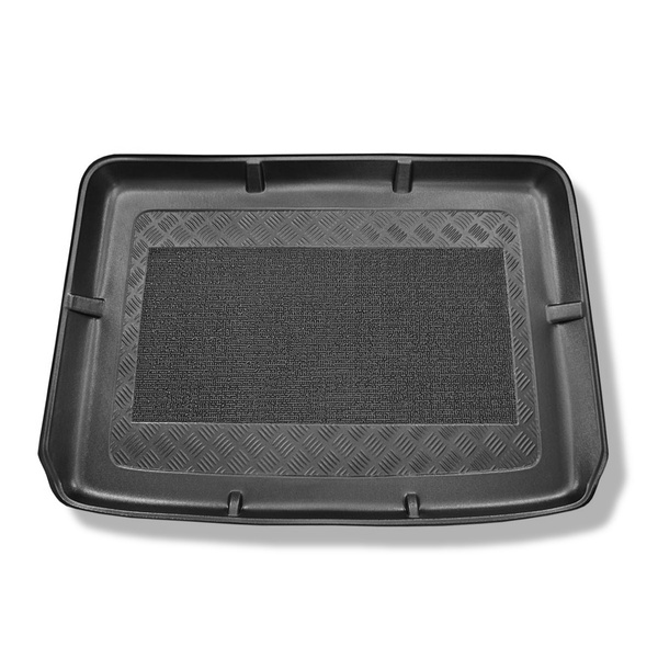 Tapis de coffre adapté pour Skoda Yeti SUV (06.2009-11.2017) - bac de coffre - protection de coffre voiture - coffre supérieur ; avec roue de secours taille normale