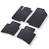 Tapis de sol en caoutchouc adapté pour Kia Rio III Hayon, Berline (2011-2016) - tapis de voiture - noir - 4 pcs.
