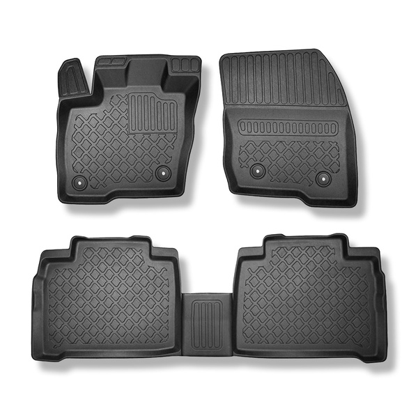 Tapis de sol en TPE adapté pour Ford S-Max II Monospace (09.2015-2023) - 5 ou 7 sièges; sans la troisième rangée de sièges - tapis de voiture - noir