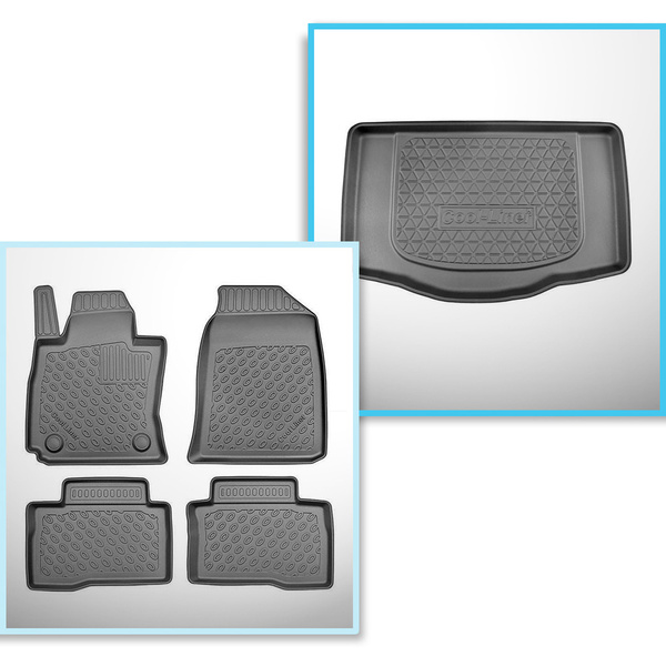 Kit tapis de coffre et tapis de voiture TPE pour: SsangYong Tivoli X150 SUV (01.2020-12.2021) - coffre inférieur (sans / avec plancher multi-fonction)