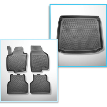 Kit tapis de coffre et tapis de voiture TPE PREMIUM pour: Volkswagen Tiguan I SUV (07.2007-04.2016) - coffre inférieur; avec kit de réparation