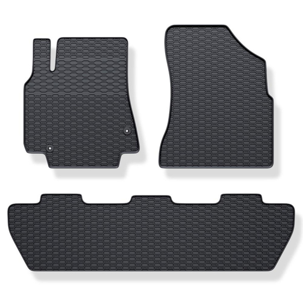 Tapis de sol en caoutchouc adapté pour Citroen Berlingo II Van (2008-2018) - tapis de voiture - noir - 3 pcs.