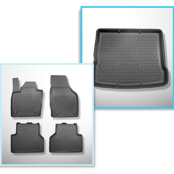 Kit tapis de coffre et tapis de voiture TPE PREMIUM pour: Audi Q3 SUV (08.2011-06.2018) - coffre supérieur; avec roue de secours à usage temporaire; aussi pour la version Quattro