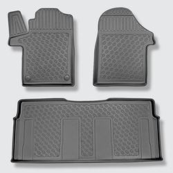 Tapis de sol en TPE adapté pour Mercedes-Benz Classe V W447 Van (06.2014-....) - toutes les versions d'équipement; sans la troisième rangée de sièges - tapis de voiture - noir