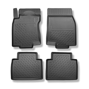 Tapis de sol en TPE adapté pour Nissan X-Trail III SUV (12.2015-10.2022) - 5 ou 7 sièges; sans la troisième rangée de sièges - tapis de voiture - noir