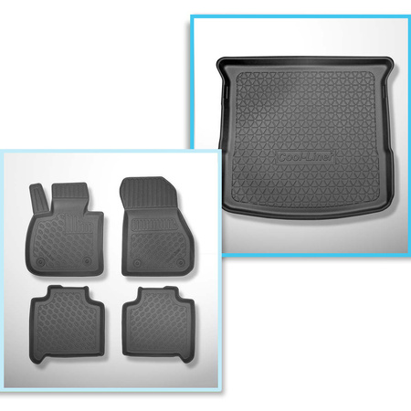 Kit tapis de coffre et tapis de voiture TPE PREMIUM pour: BMW 2 F46 Gran Tourer (03.2015-....) - 5/7 places (3e rangée abaissée)