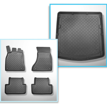 Kit tapis de coffre et tapis de voiture TPE pour: Audi A4 B8 Berline (01.2008-10