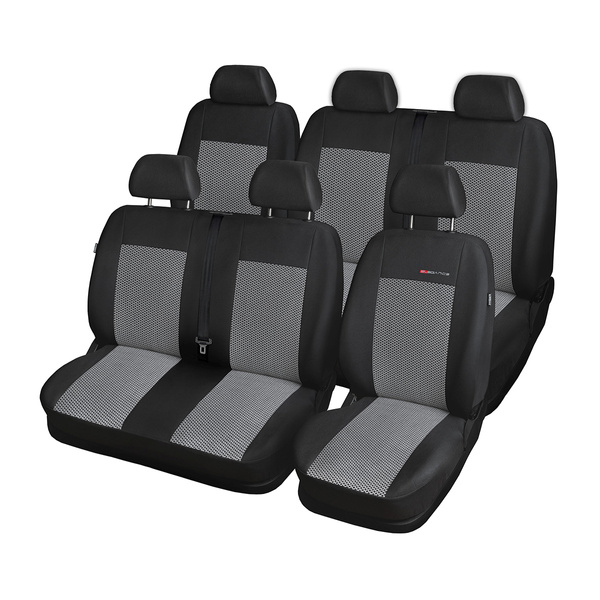 Housses de siège sur mesure adaptées pour Volkswagen Transporter T5 Van (2003-2015) sur deux rangées de sièges (banquette arrière divisée) - housse siege voiture - couverture siege - E2