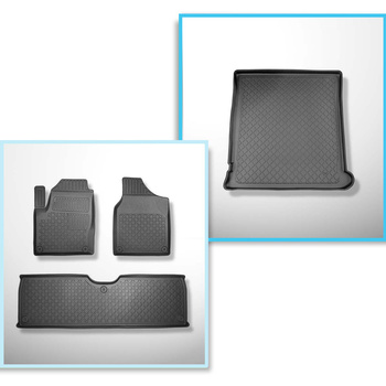 Kit tapis de coffre et tapis de voiture TPE pour: Volkswagen Sharan I Van (1995-08.2010) - 5/7 places; 3e rangée de sieges démontée