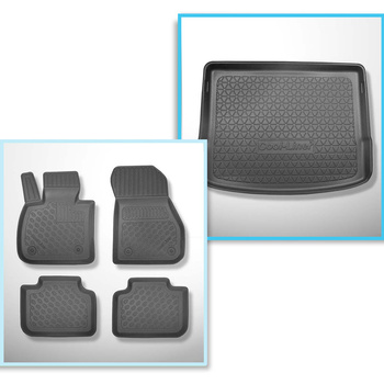 Kit tapis de coffre et tapis de voiture TPE PREMIUM pour: BMW 2 F45 Active Tourer (09.2014-10.2021) - banquette arrière fixe / non coulissante; aussi pour hybrides