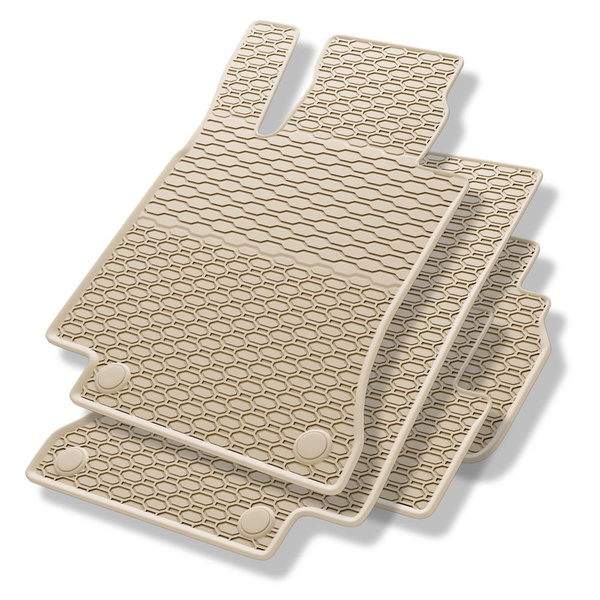Tapis de sol en caoutchouc adapté pour Mercedes-Benz Classe C W205 Break, Berline (2013-2021) - tapis de voiture - beige - 4 pcs.