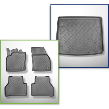 Kit tapis de coffre et tapis de voiture TPE pour: Volkswagen Caddy V Break (11.2