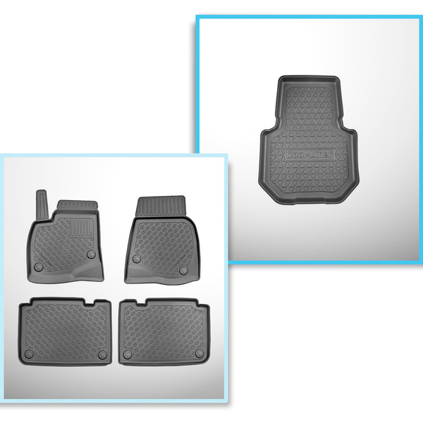 Kit tapis de coffre et tapis de voiture TPE pour: Tesla Model S Liftback (07.2012-03.2015)