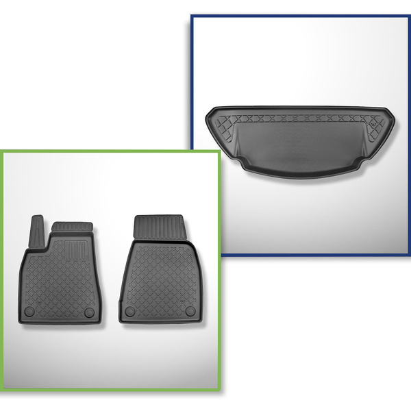 Kit tapis de coffre et tapis de voiture TPE pour: Tesla Model X SUV (10.2016-12.2020) - 6/7 places;solo anteriori;coffre avant