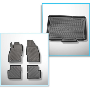 Kit tapis de coffre et tapis de voiture TPE PREMIUM pour: Opel Corsa E Hayon (12.2014-05.2019) - coffre inférieur