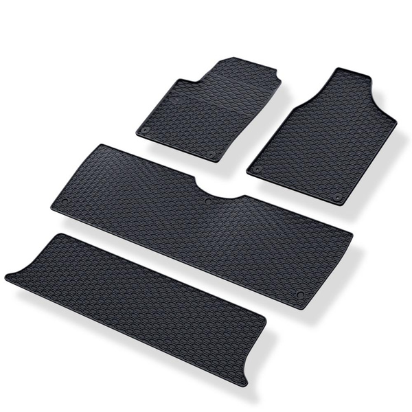Tapis de sol en caoutchouc adapté pour Volkswagen Sharan I Van (1995-2010) - tapis de voiture - noir - 4 pcs.