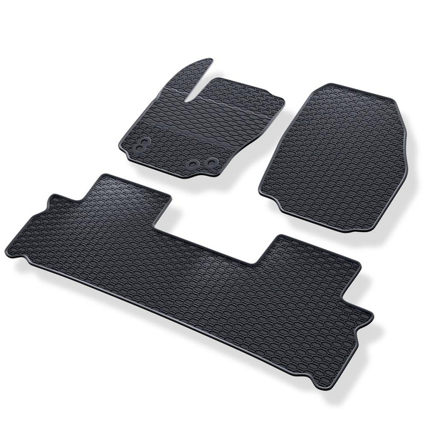 Tapis de sol en caoutchouc adapté pour Ford S-Max I Monospace (2006-2015) - tapis de voiture - noir - 3 pcs.