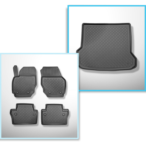 Kit tapis de coffre et tapis de voiture TPE pour: Volvo XC70 II Crossover (09.2007-2016)