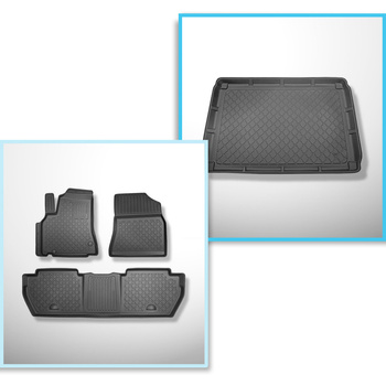 Kit tapis de coffre et tapis de voiture TPE pour: Citroen Berlingo II Van (2008-