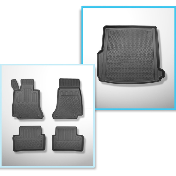 Kit tapis de coffre et tapis de voiture TPE pour: Mercedes-Benz Classe E W213 Break (11.2016-07.2023) - également pour les modèles avec rail de montage;non pour version Plug-in hybride