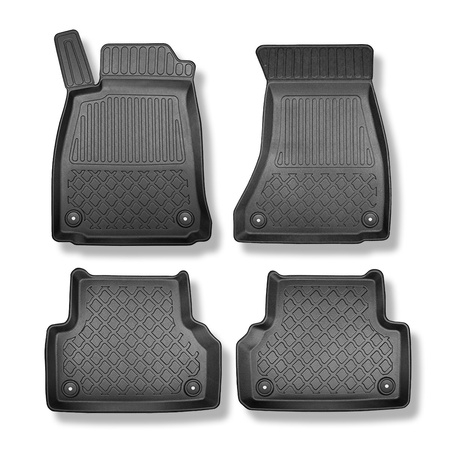 Tapis de sol en TPE adapté pour Audi A4 B9 Avant (11.2015-....) - aussi pour la version Quattro - tapis de voiture - noir