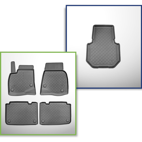 Kit tapis de coffre et tapis de voiture TPE pour: Tesla Model S Liftback (07.2012-03.2015)