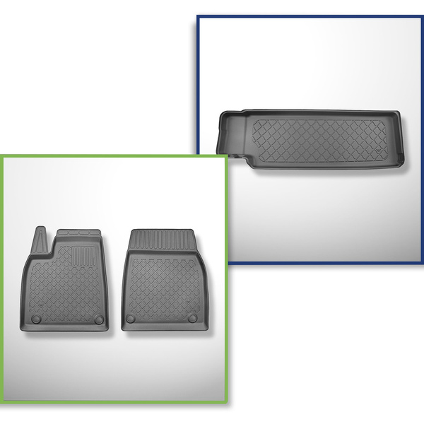 Kit tapis de coffre et tapis de voiture TPE pour: Tesla Model X SUV (01.2021-....) - 6/7 places;pour la 3ème rangée de sièges