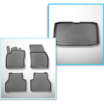 Kit tapis de coffre et tapis de voiture TPE pour: Volkswagen Caddy V Maxi Van (1
