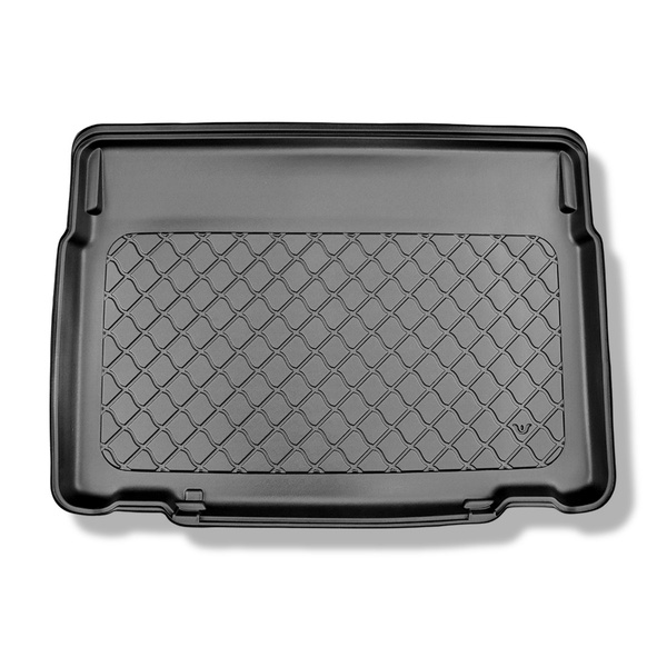 Tapis de coffre adapté pour Citroen C3 Aircross II SUV (11.2017-2024) - bac de coffre - protection de coffre voiture - coffre inférieur; plancher amovible en la position la plus basse ou sans plancher amovible du coffre; sièges arrière rabattables et coul