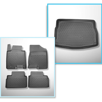 Kit tapis de coffre et tapis de voiture TPE PREMIUM pour: Hyundai i30 II Hayon (02.2012-01.2017) - coffre supérieur (derri?re le rangement)