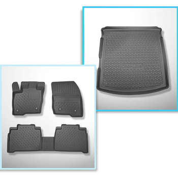 Kit tapis de coffre et tapis de voiture TPE PREMIUM pour: Ford S-Max II Monospac