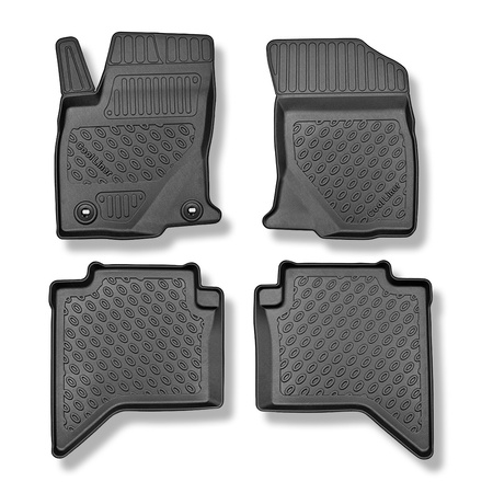 Tapis de sol en TPE adapté pour Toyota Hilux VIII Pick-Up (12.2015-10.2022) - cabine double - tapis de voiture - noir